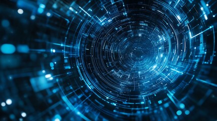 Obraz premium Abstract Digital Tunnel of Light and Data