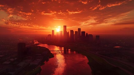 Downtown Houston Skyline at Sunset