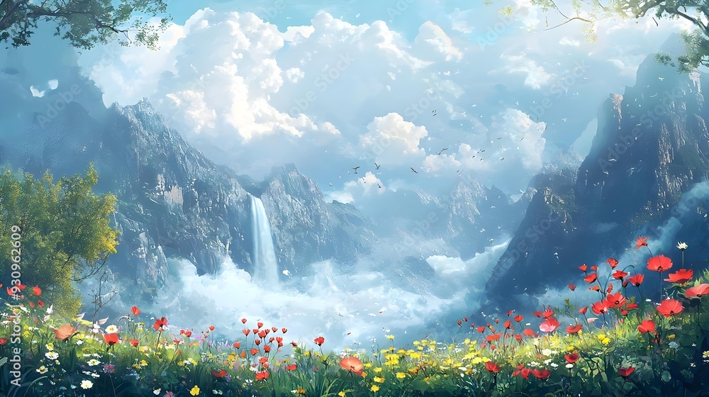 Wall mural fantasy beautiful landscape with sky background