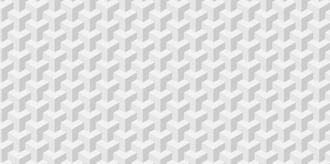 Minimal vector cubes geometric tile and mosaic wall grid retro digital hexagon technology wallpaper background. white and gray block cube structure backdrop square triangle texture vintage design.