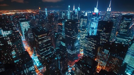 New York City Manhattan Midtown Skyline at Night