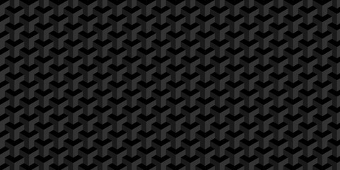 Minimal vector cubes geometric tile and mosaic wall grid backdrop digital hexagon technology wallpaper background. dark black block cube structure backdrop grid triangle texture vintage design.