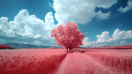 Stunning surreal false color infrared Summer landscape