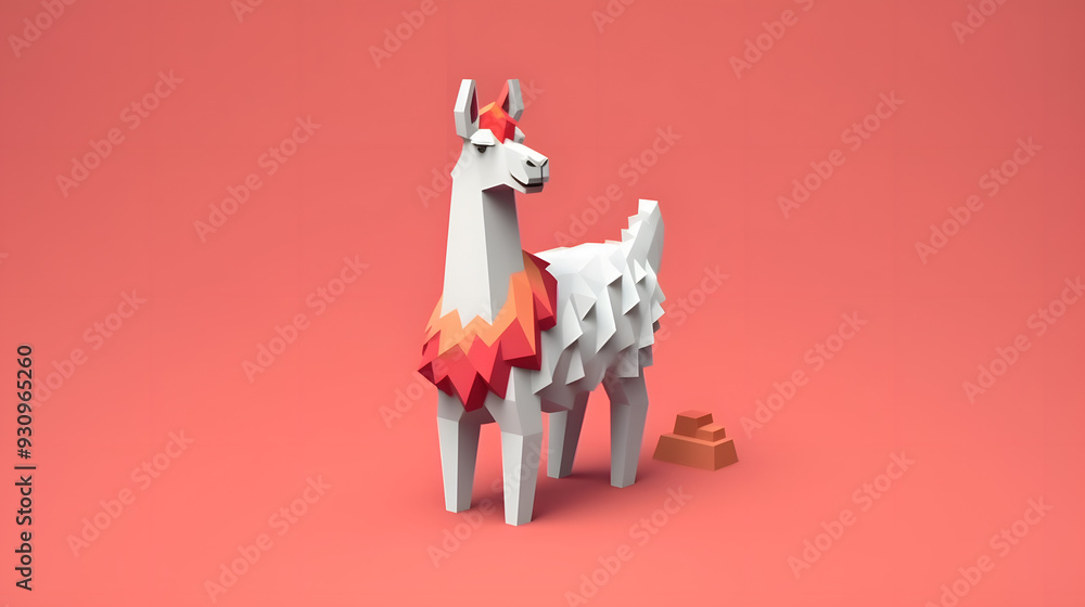 Sticker llama 3d cartoon style