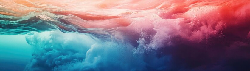 Fototapeta premium A stunning abstract representation of vibrant ocean waves blending colors, creating a beautiful and serene underwater scene.