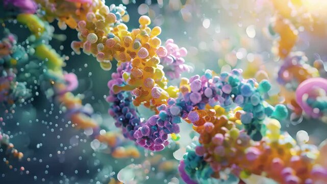A microscopic view of the enzyme complexes encoding the citric acid cycle the second step in cellular respiration.