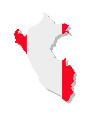 Peru - Flag inscribed in the contour of the country. Vector illustration.