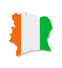 Ivory Coast - Flag inscribed in the contour of the country. Vector illustration.