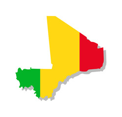 Mali - Flag inscribed in the contour of the country. Vector illustration.