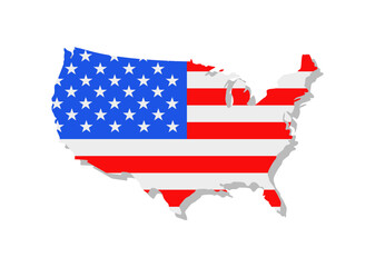 USA - Flag inscribed in the contour of the country. Vector illustration.