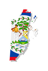 Belize - Flag inscribed in the contour of the country. Vector illustration.