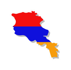 Armenia - Flag inscribed in the contour of the country. Vector illustration.
