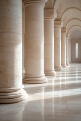 Fototapeta premium A clean, minimalist view of beige-colored pillars, showcasing a sleek, aesthetic style. The pillars’ simple design and neutral tones create a serene and sophisticated ambiance.