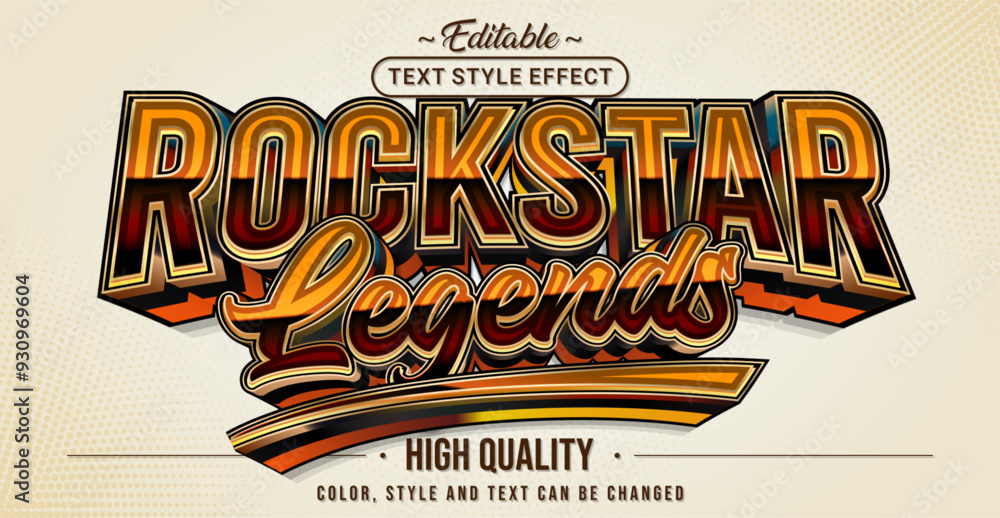 Poster editable text style effect - rockstar legends text style theme.