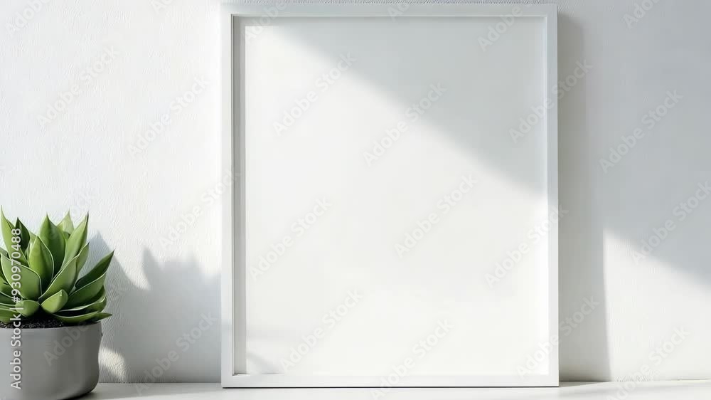 Poster modern minimalist mockup of an empty room with blank frame