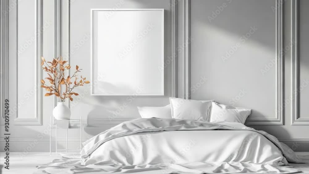 Poster modern minimalist mockup of an empty room with blank frame
