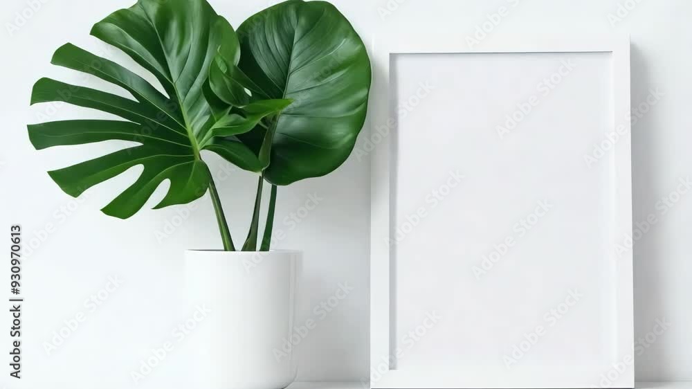 Poster modern minimalist mockup of an empty room with blank frame