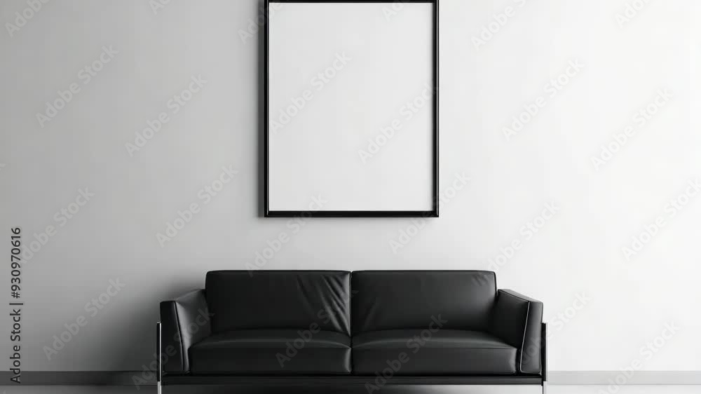 Poster modern minimalist mockup of an empty room with blank frame