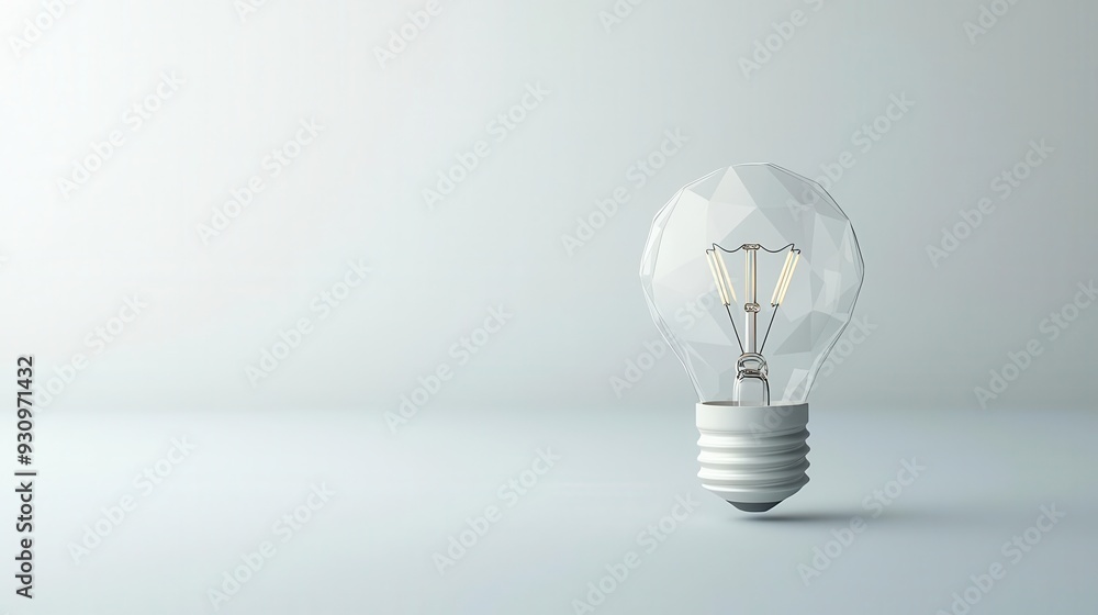 Poster minimalist 3d render of a light bulb, embodying the spark of inspiration and potential, set within a