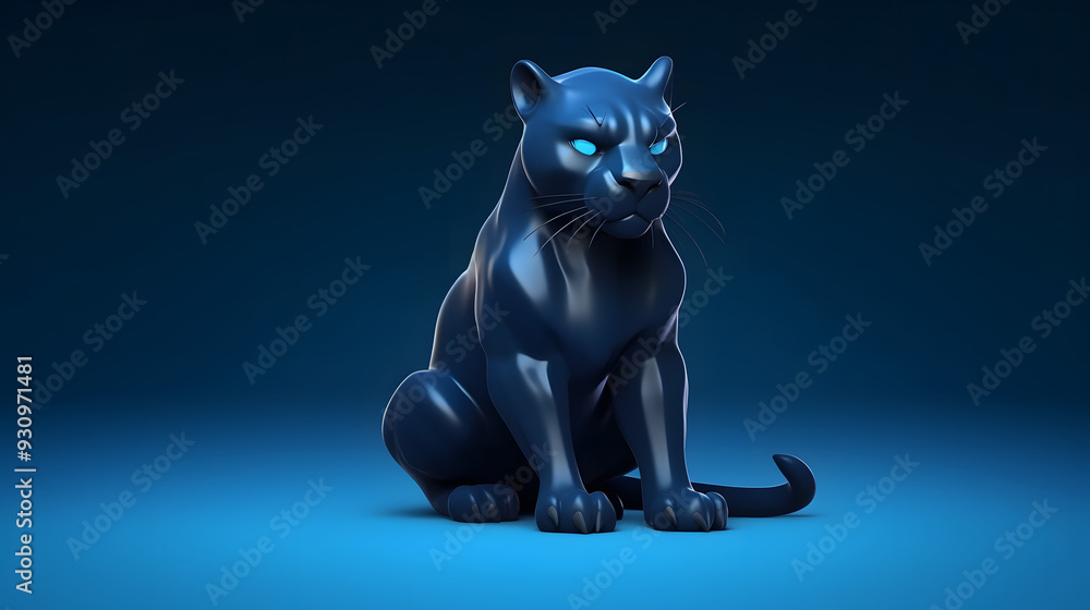 Sticker panther 3d cartoon style