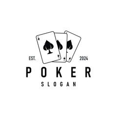 Poker Card Logo Classic Vector Gambling Game Design Simple Symbol Template