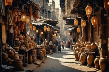 Naklejka premium Pottery Market in Ancient City