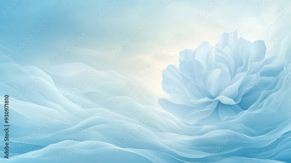 Wall mural Abstract Blue Flower in Flowing Fabric Art