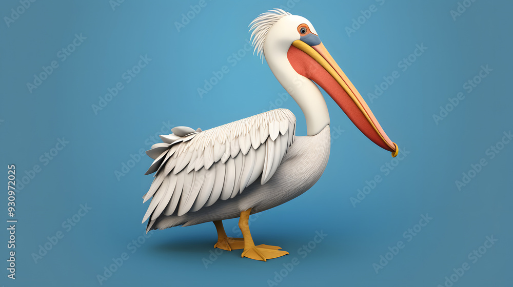 Poster pelican 3d cartoon style