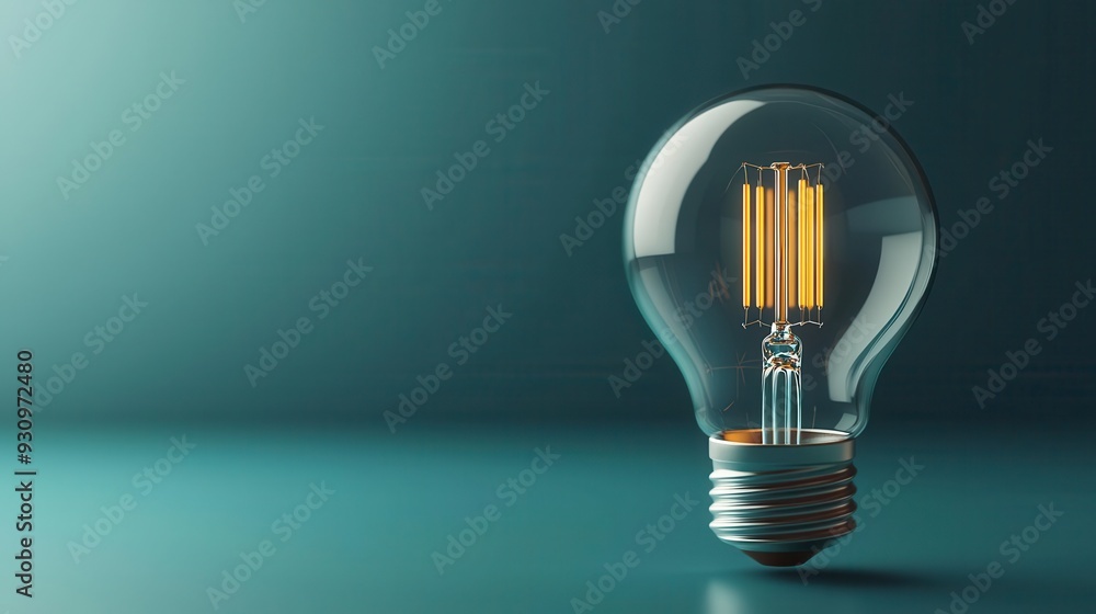 Poster minimalist 3d render of a light bulb, embodying the spark of inspiration and potential, set within a