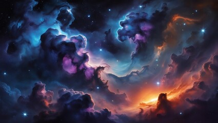 Fototapeta premium Design a breathtaking celestial dreamscape, showcasing a vast nebula with swirling