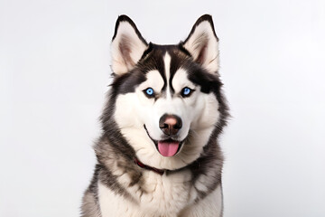 Obraz premium Siberian Husky with Blue Eyes White Background