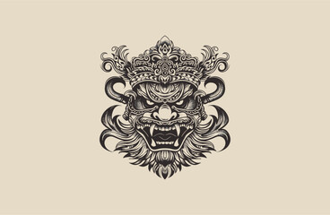 Balinese mask logo vector icon illustration.