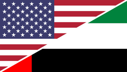 Fototapeta premium United Arab Emirates and United States flags combined in a split design vector, symbolizing international relations, global unity, and cultural exchange