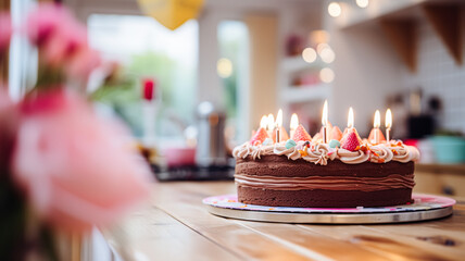 Homemade birthday cake in the English countryside house, cottage kitchen food and holiday baking recipe inspiration