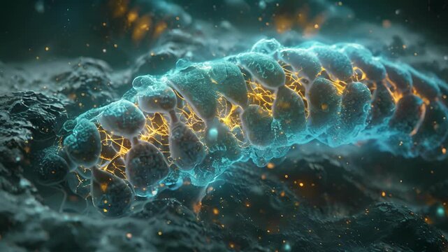 A scan of the mitochondrial matrix the central compartment where the citric acid cycle occurs highlighting the presence of enzymes and molecules involved in cellular respiration.
