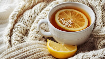 Cup of hot tea with lemon