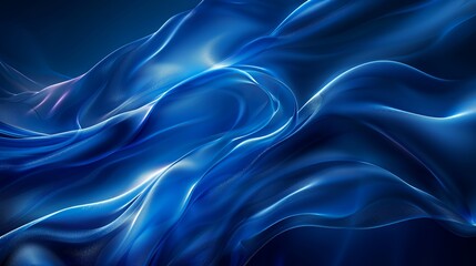 Obraz premium Abstract blue and white wave pattern flowing against a dark background.
