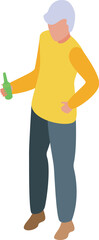 Fototapeta premium Illustration of an older man holding a bottle of beer, great for topics like alcoholism, drinking, etc