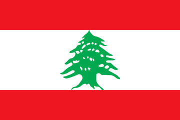 National flag of Lebanon. Flag of the Republic of Lebanon. Correct proportions and colors. Vector illustration © Natali2510