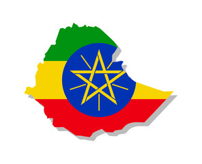 Ethiopia - Flag inscribed in the contour of the country. Vector illustration.