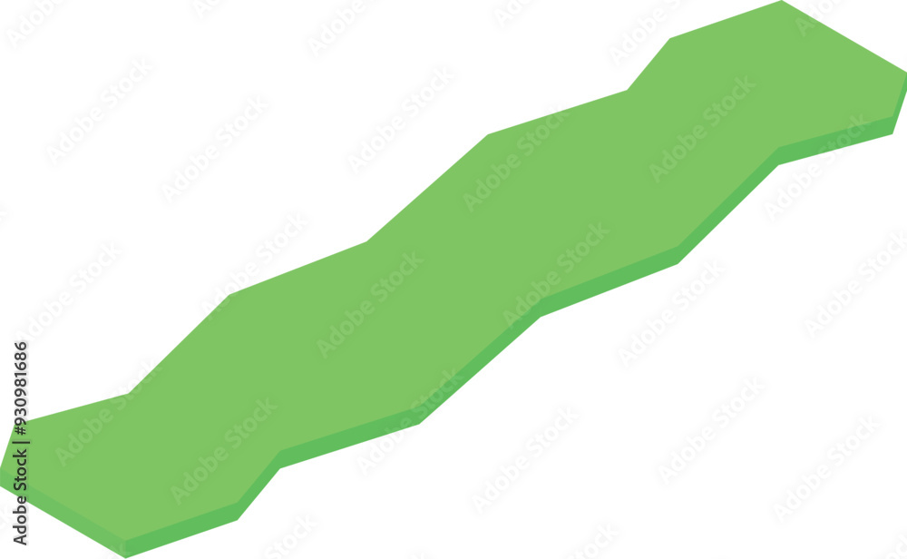 Poster green zigzag path is extending towards a distant destination, representing a journey with unexpected