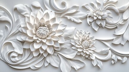 This beautifully crafted 3D model of vintage flowers and delicate leaves is ideal for elegant wallpaper designs, adding a touch of fantasy and sophistication to any rooms ambiance