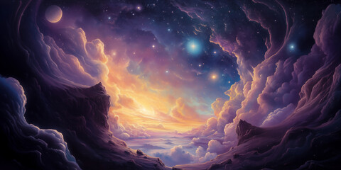 Space Heaven digital art, dreamy background
