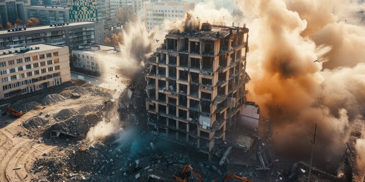 Demolition of Building by Implosion Image 10 in a Sequence of 10 Shots