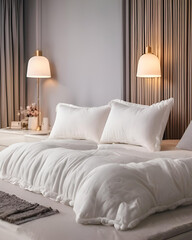 Obraz premium white sheet set, crisp linen, classic white bedding, white sheets with patterns, bed sheet design ideas, white bed textiles, pure cotton sheets, elegant sheet design, minimalistic bedding, white sheet