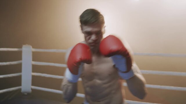 POV view of Boxers boxing in a match