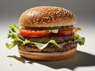 Appetizing Cheeseburger on White Background