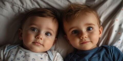 Adorable Babies Sharing a Bed