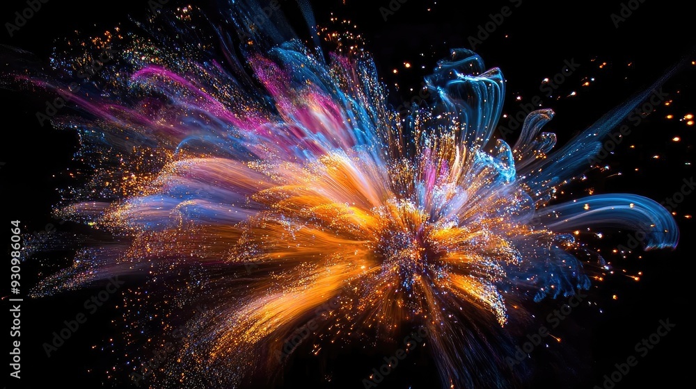 Aufkleber A vibrant explosion of colorful light and motion against a dark backdrop, creating a dynamic and captivating visual experience.