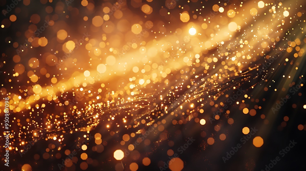 Aufkleber abstract image with a blurry background of golden bokeh lights.